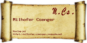 Milhofer Csenger névjegykártya